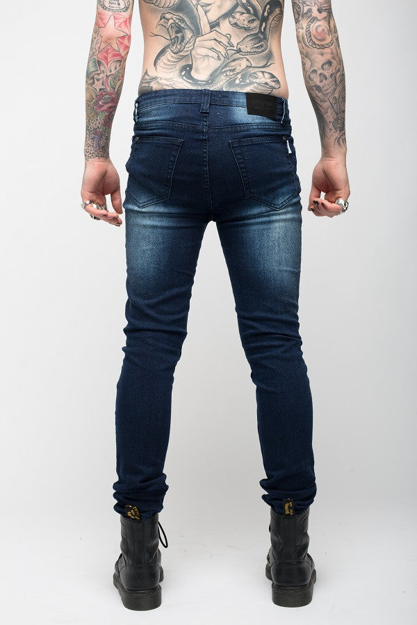 Roadies of 66 - Destroyer Indigo skinnies with all over distressing