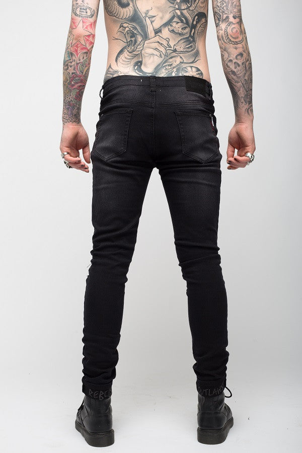 Roadies of 66 - Rebels & Outlaws distressed skinnies in washed black