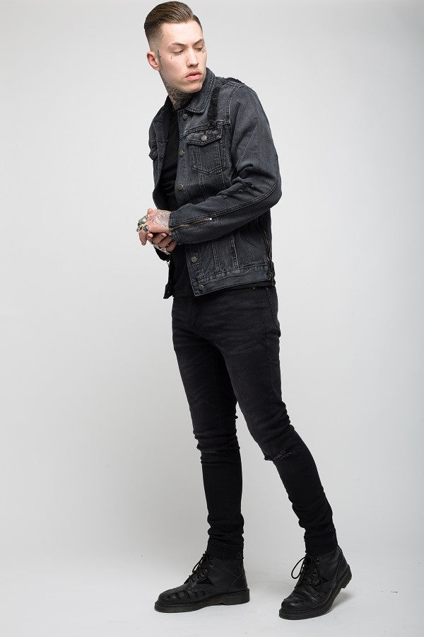 Roadies of 66 - Harley denim jacket with zips & distessing