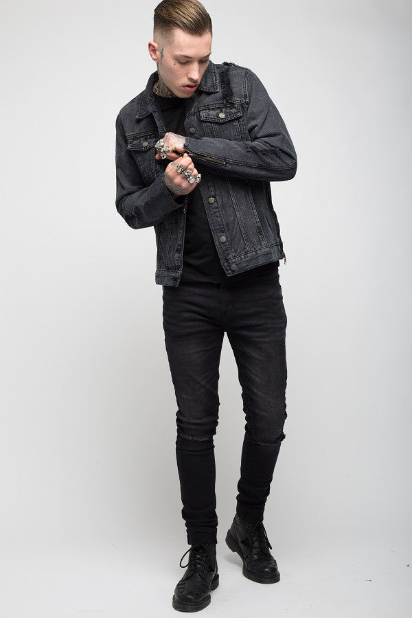 Roadies of 66 - Harley denim jacket with zips & distessing