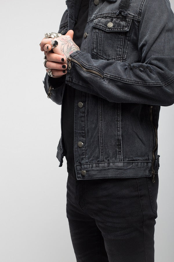 Roadies of 66 - Harley denim jacket with zips & distessing