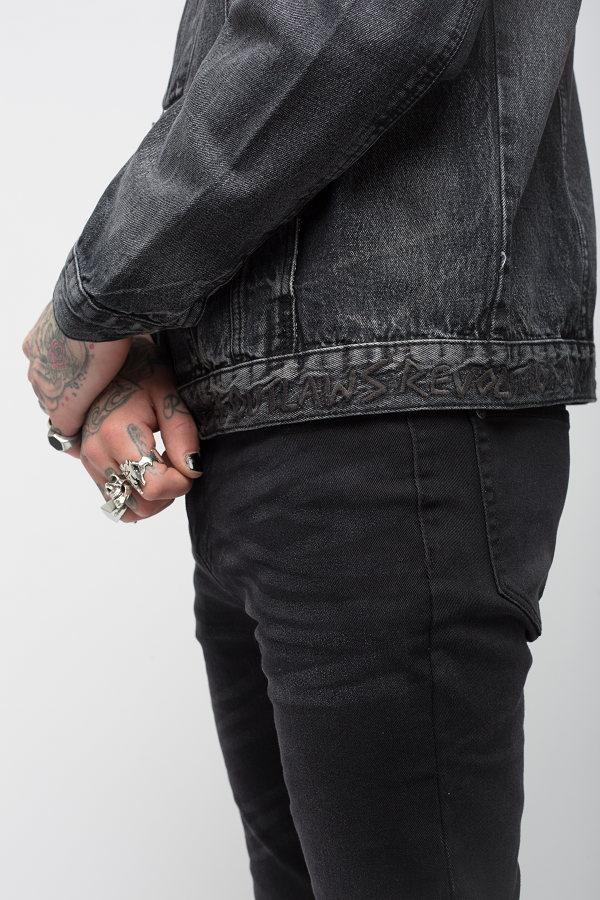 Roadies of 66 - Rebels & Outlaws embroidered black denim jacket
