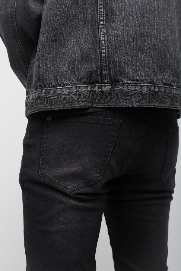 Roadies of 66 - Rebels & Outlaws embroidered black denim jacket