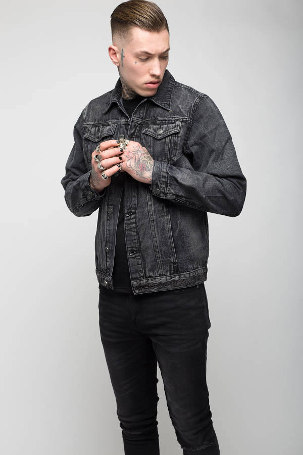Roadies of 66 - Rebels & Outlaws embroidered black denim jacket