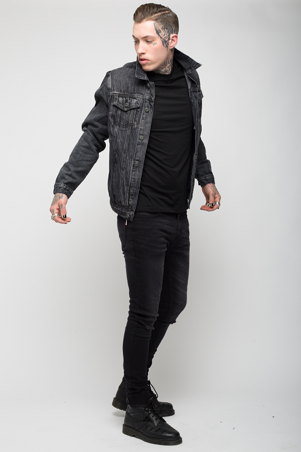 Roadies of 66 - Rebels & Outlaws embroidered black denim jacket