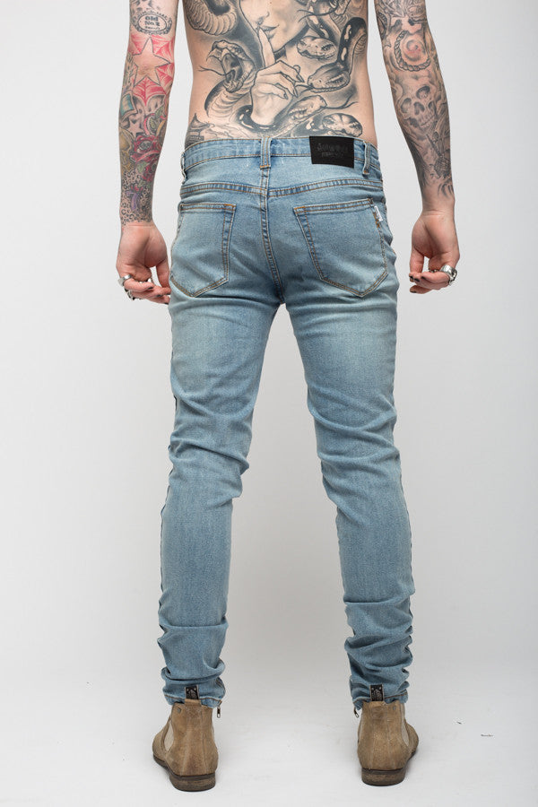 Roadies of 66 - Destroyer stonewash skinny jeans with ankle zip