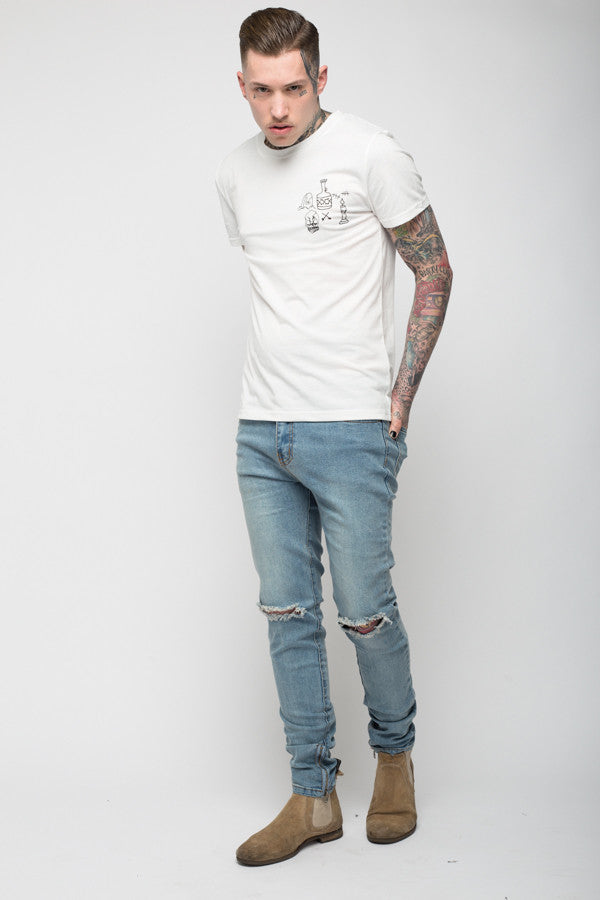 Roadies of 66 - Destroyer stonewash skinny jeans with ankle zip