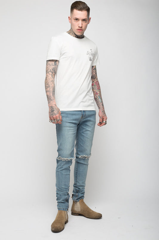 Roadies of 66 - Destroyer stonewash skinny jeans with ankle zip