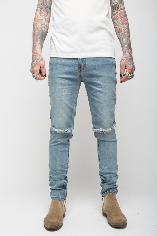 Roadies of 66 - Destroyer stonewash skinny jeans with ankle zip