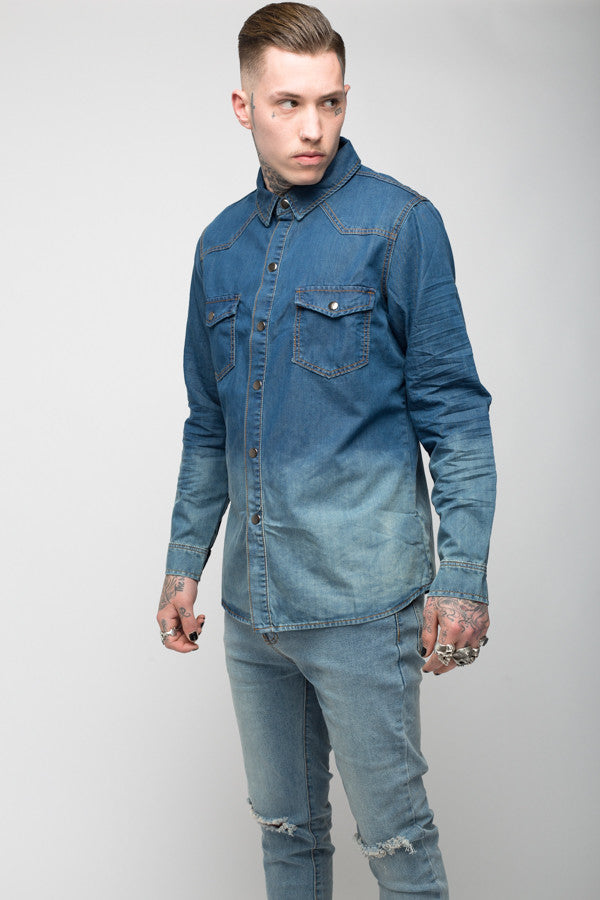 Roadies of 66 - Convict dip dyed indigo denim shirt