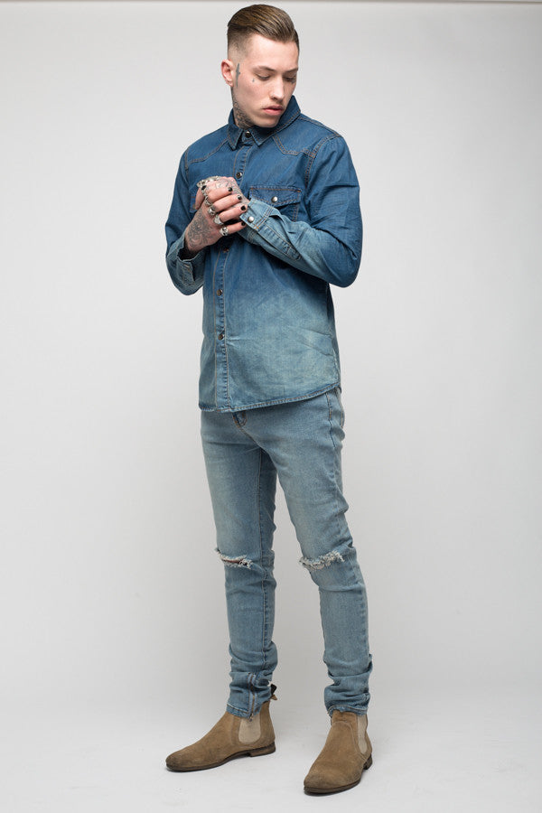 Roadies of 66 - Convict dip dyed indigo denim shirt