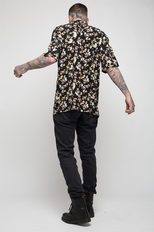 Roadies of 66 - Mobster Mustard Floral printed revere collar shirt