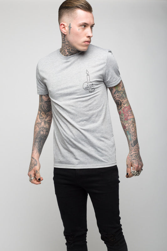 Roadies of 66 - Candle of death grey marl tee