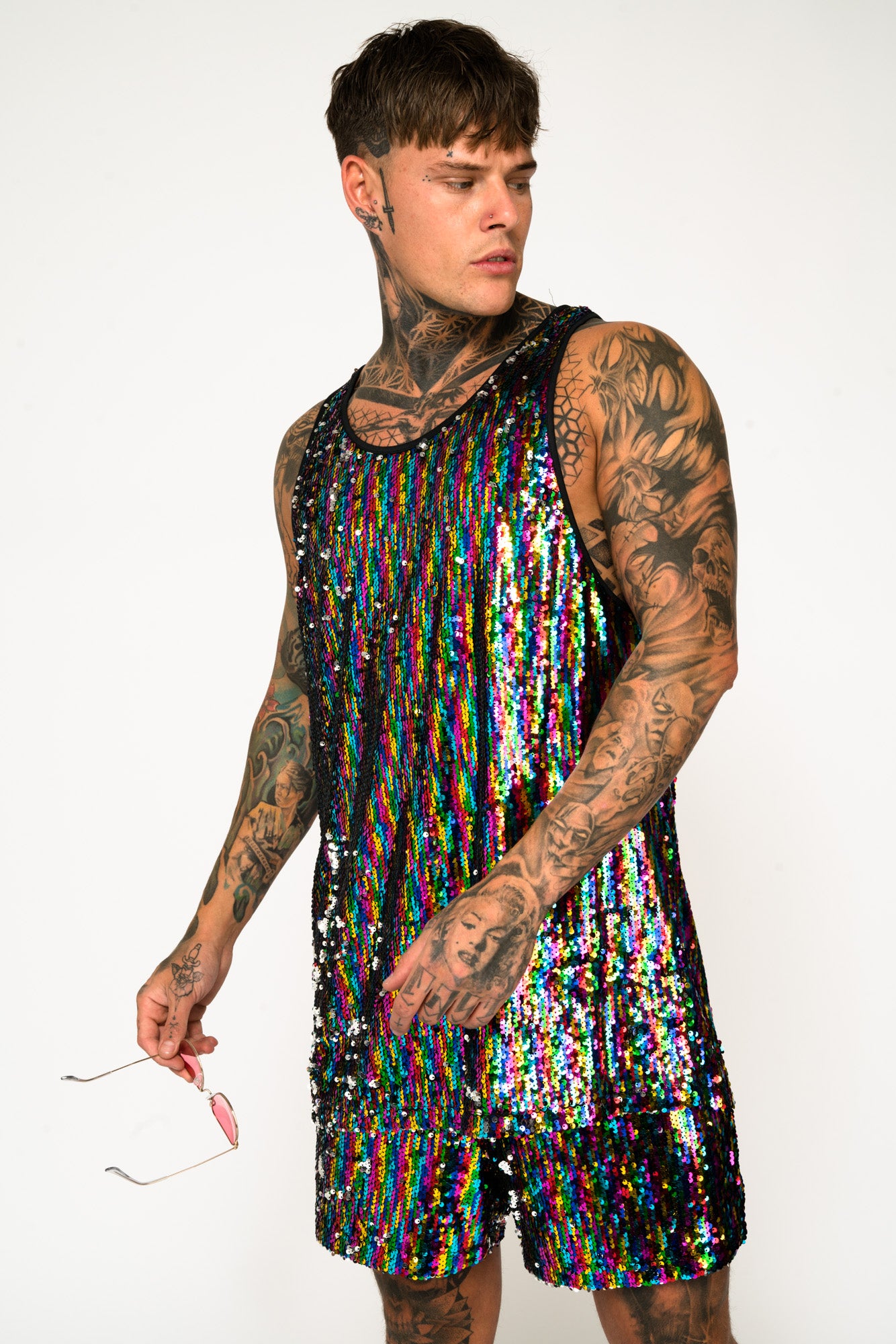Roadies of 66 Oversized Rainbow Sequin Vest