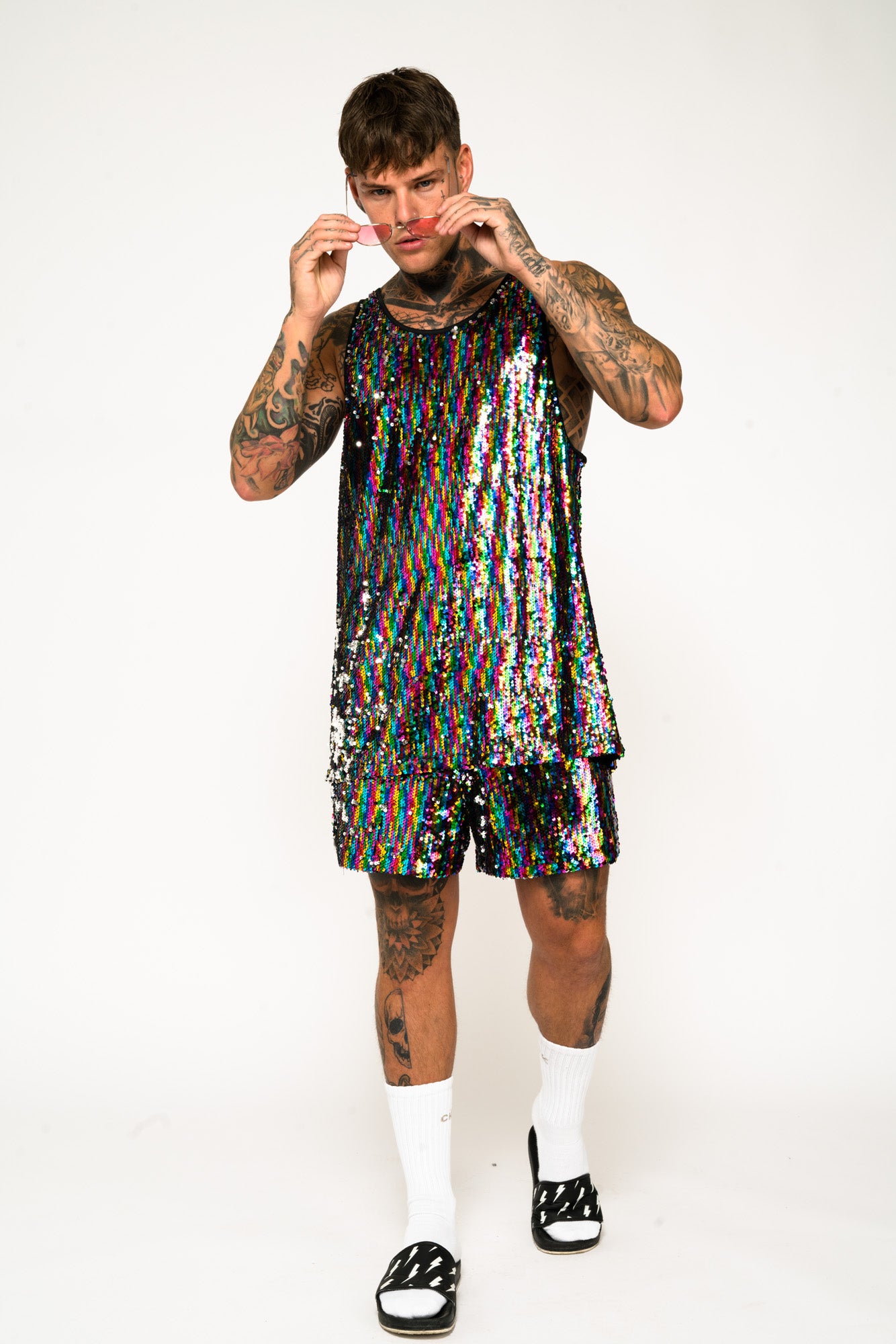 Roadies of 66 Oversized Rainbow Sequin Vest