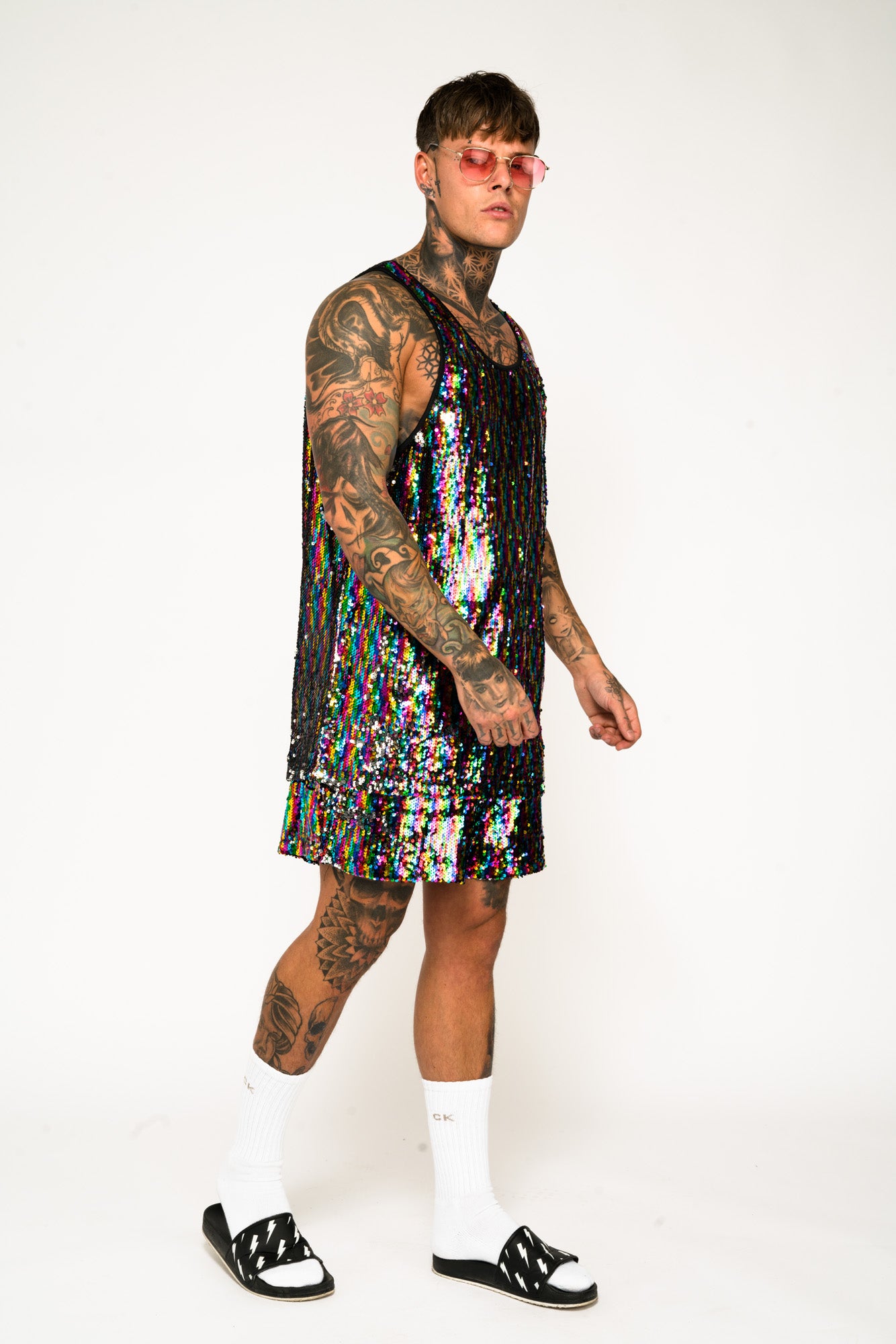 Roadies of 66 Oversized Rainbow Sequin Vest