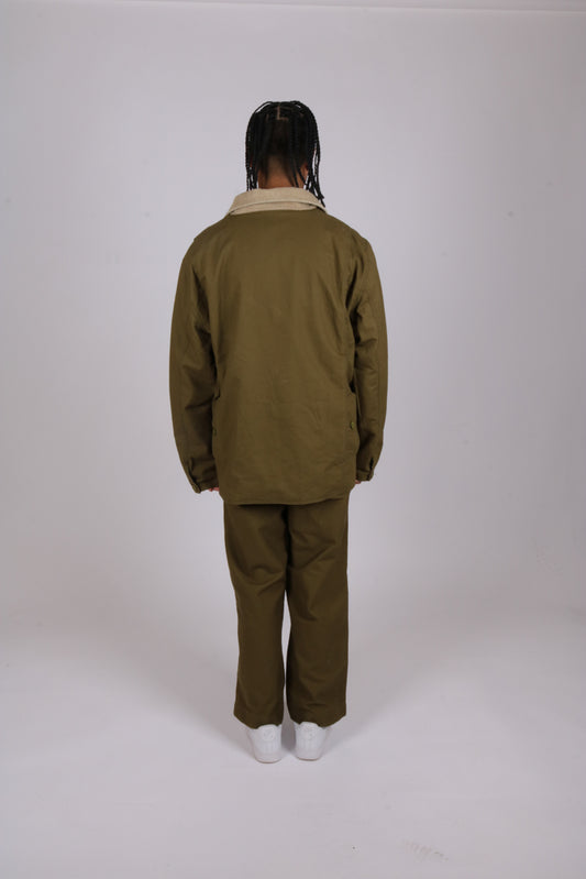 Wide leg buckle waist chino trousers in khaki