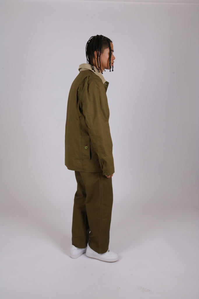 Wide leg buckle waist chino trousers in khaki