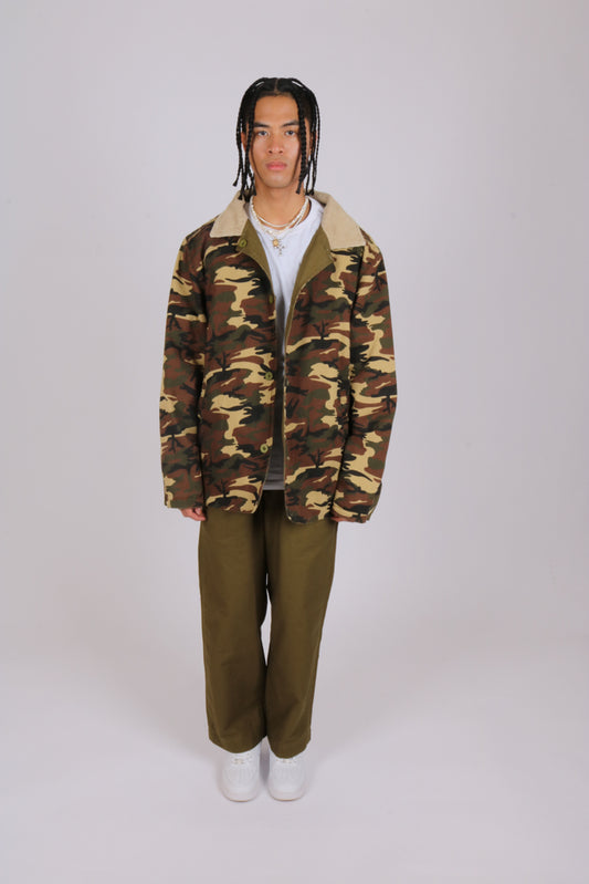 Dazed digital camo reversible denim coach jacket in khaki