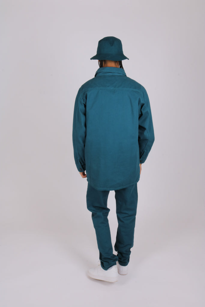 Essential relaxed fit twill denim shirt in bottle green
