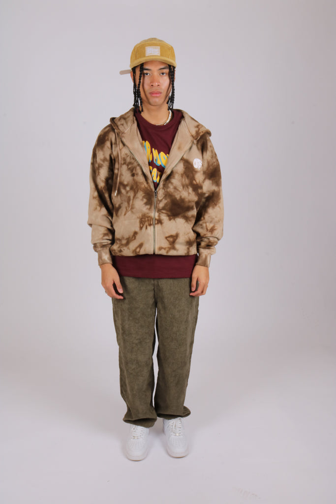 Dazed oversized hoodie in brown tie dye