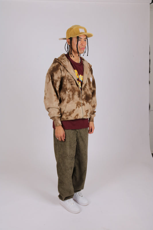 Dazed oversized hoodie in brown tie dye
