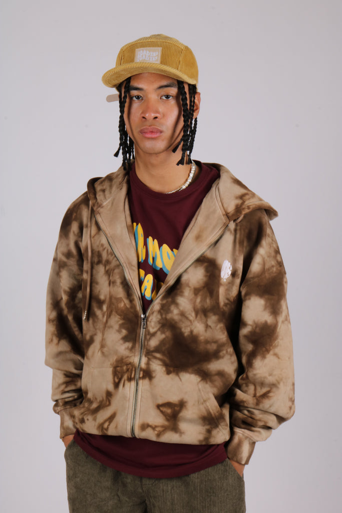 Dazed oversized hoodie in brown tie dye