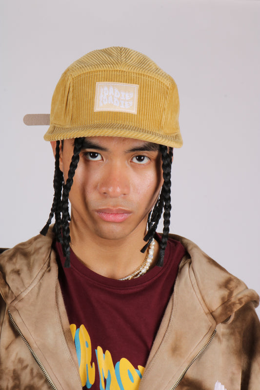 Essentials 5 panel cap in oatmeal cordurouy