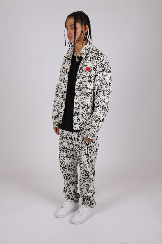 Wreckless denim coach jacket in graffiti print