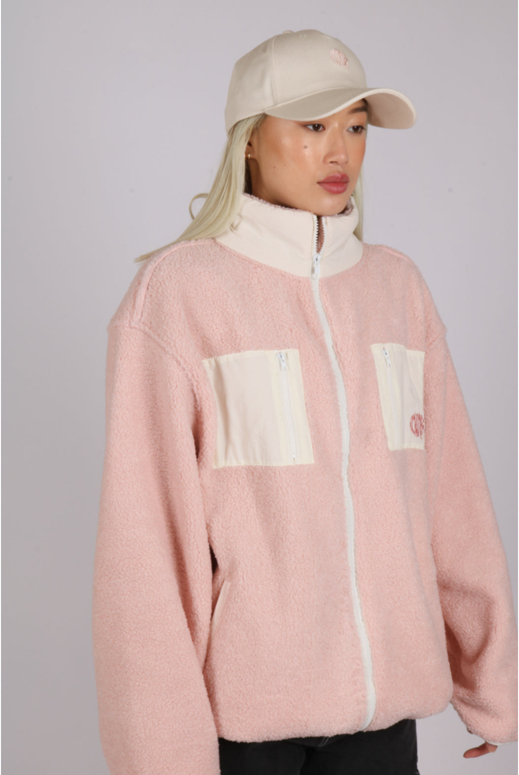 Alaska essential chill borg jacket in soft pink