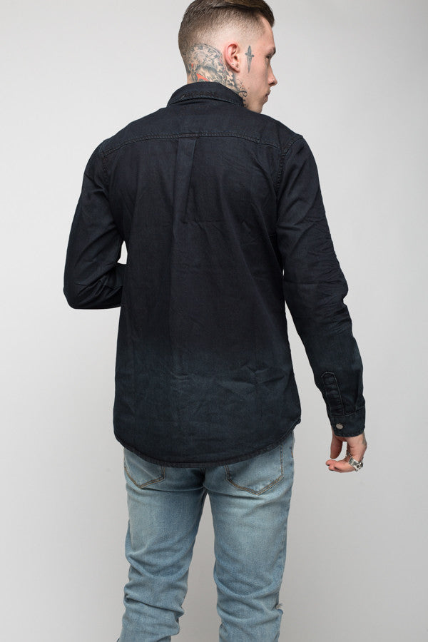 Roadies of 66 - Convict dip dyed washed black denim shirt