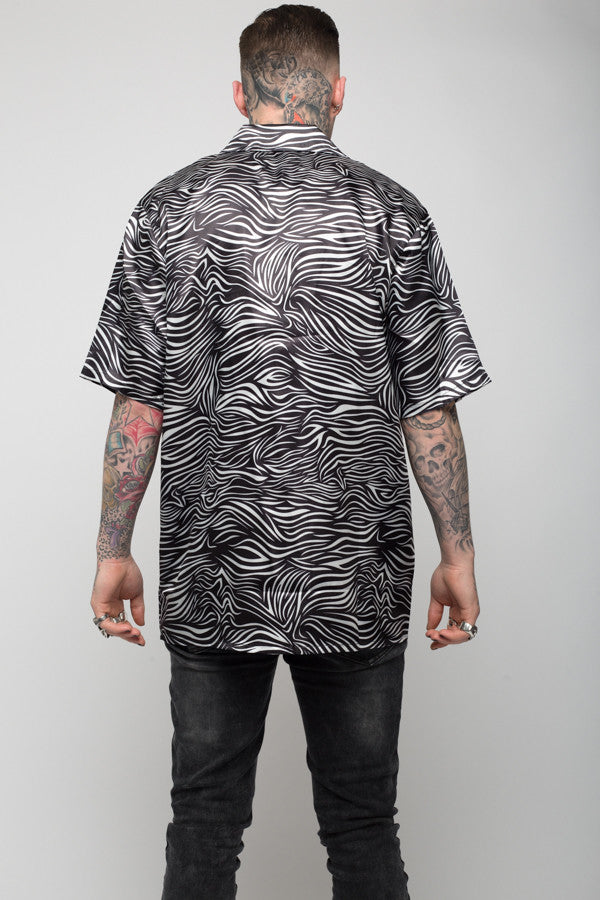 Roadies of 66 - Mobster Mono print satin shirt