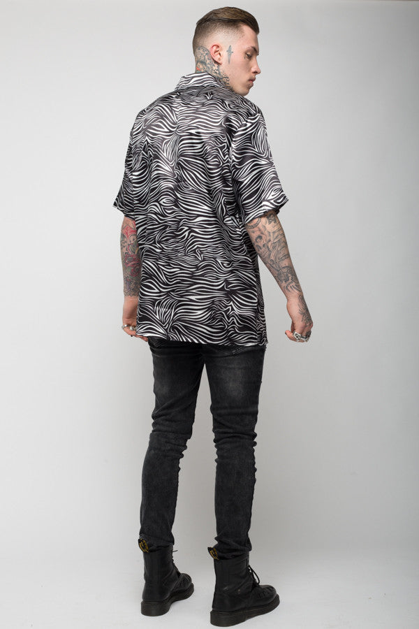 Roadies of 66 - Mobster Mono print satin shirt