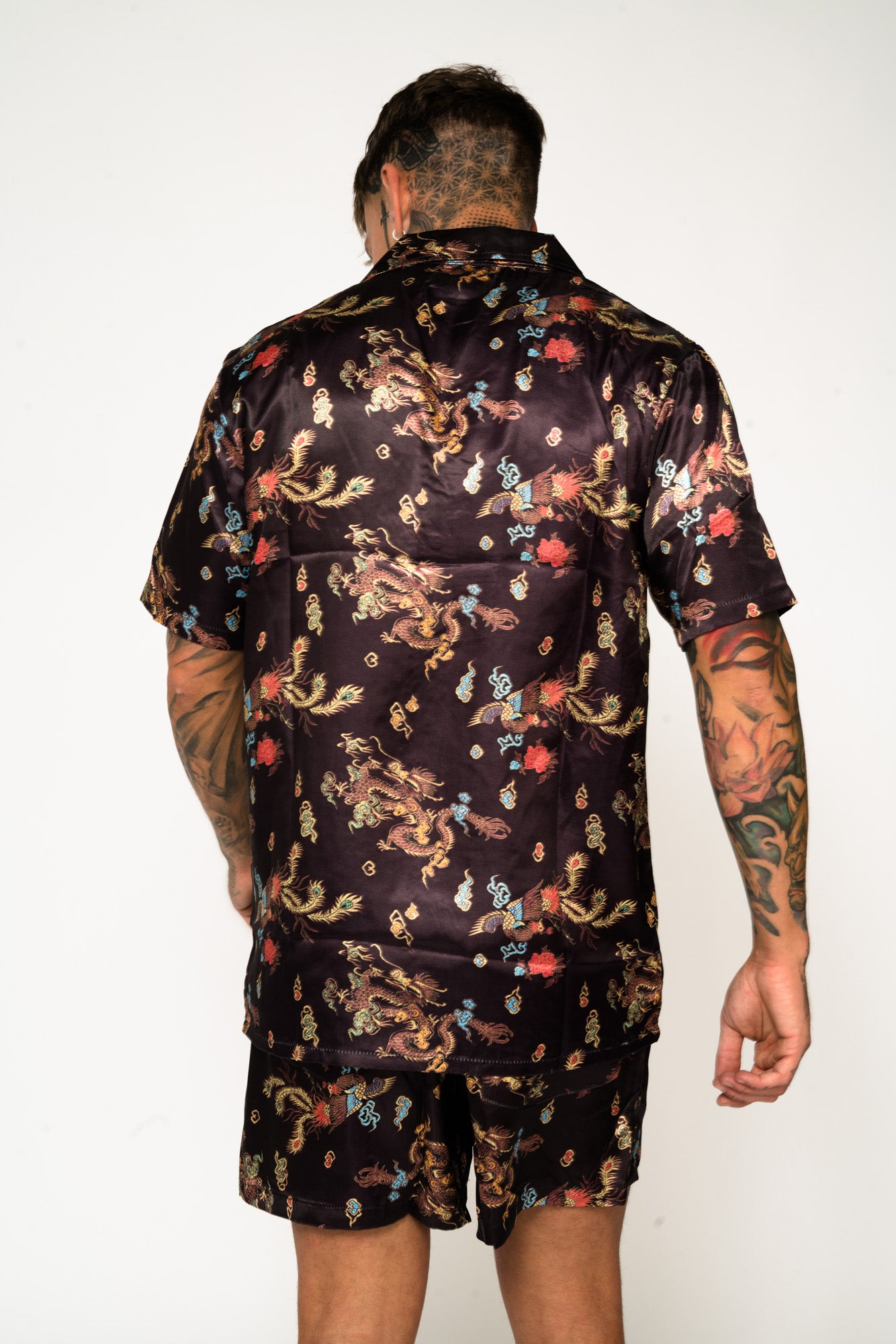 Roadies of 66 - Chinoiserie Print Revere Collar Shirt