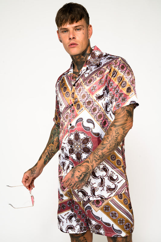 Roadies of 66 - Paisley Print Revere Collar Shirt