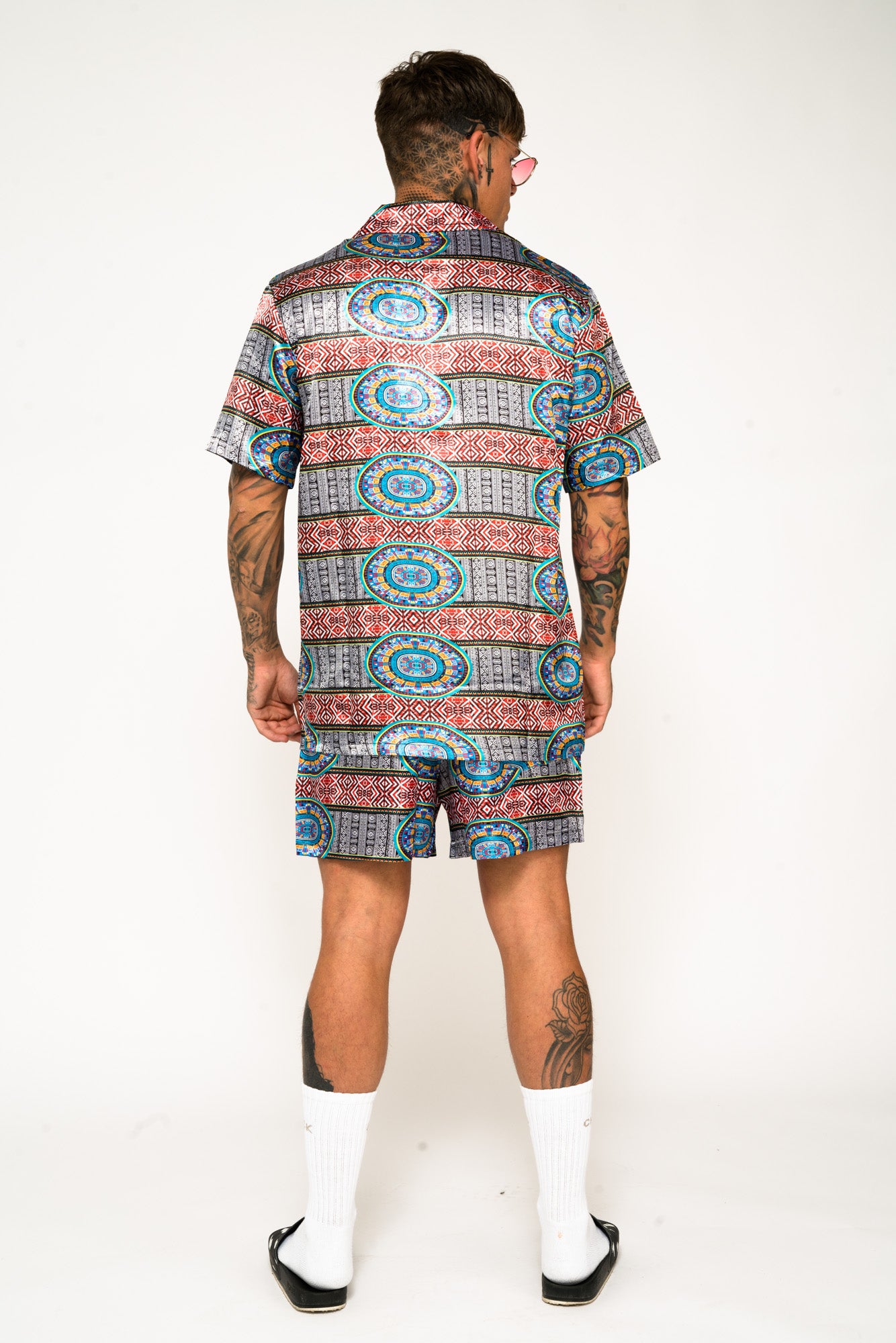 Roadies of 66 - Aztec Print Revere Collar Shorts