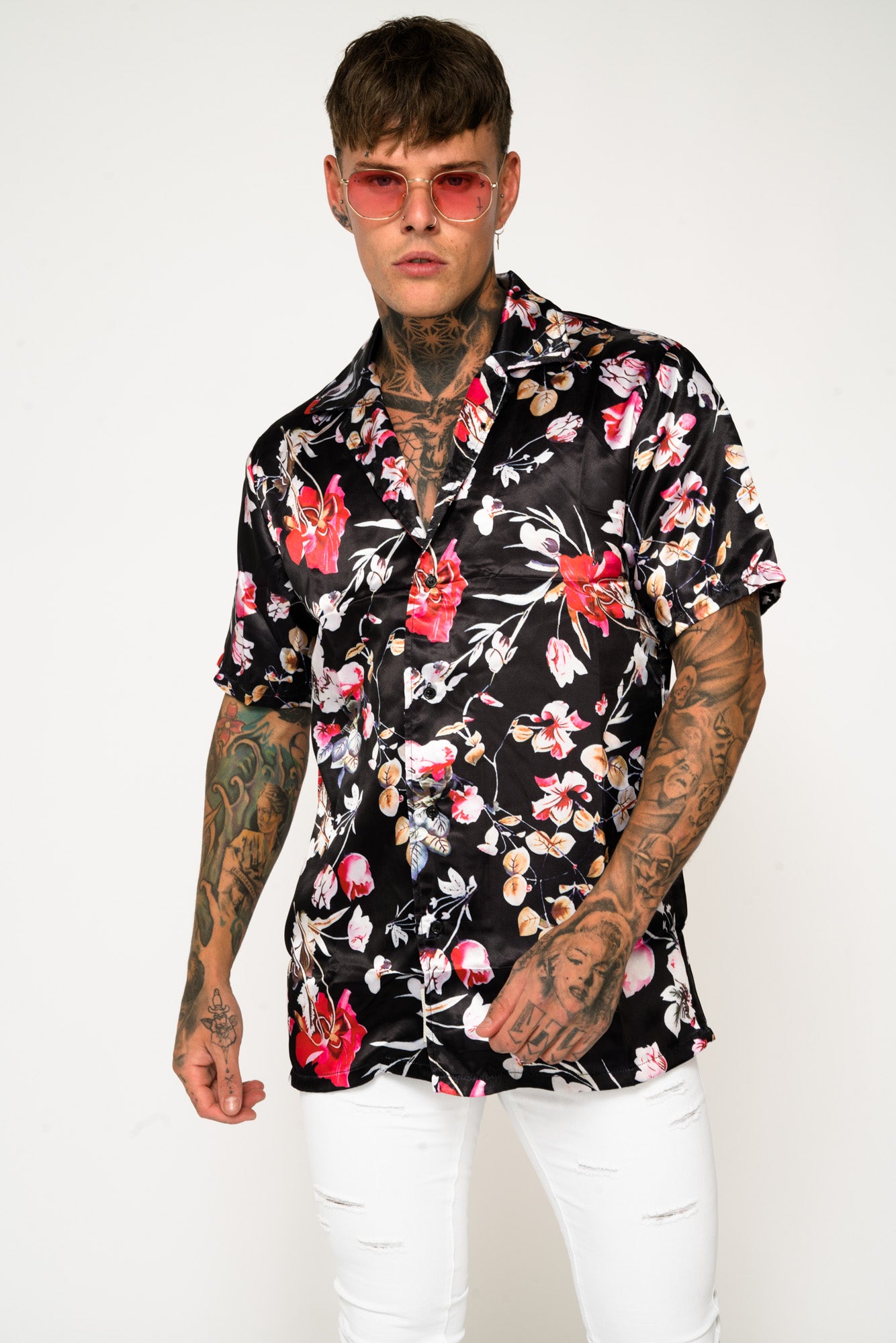 Roadies of 66 - Floral Print Revere Collar Shirt