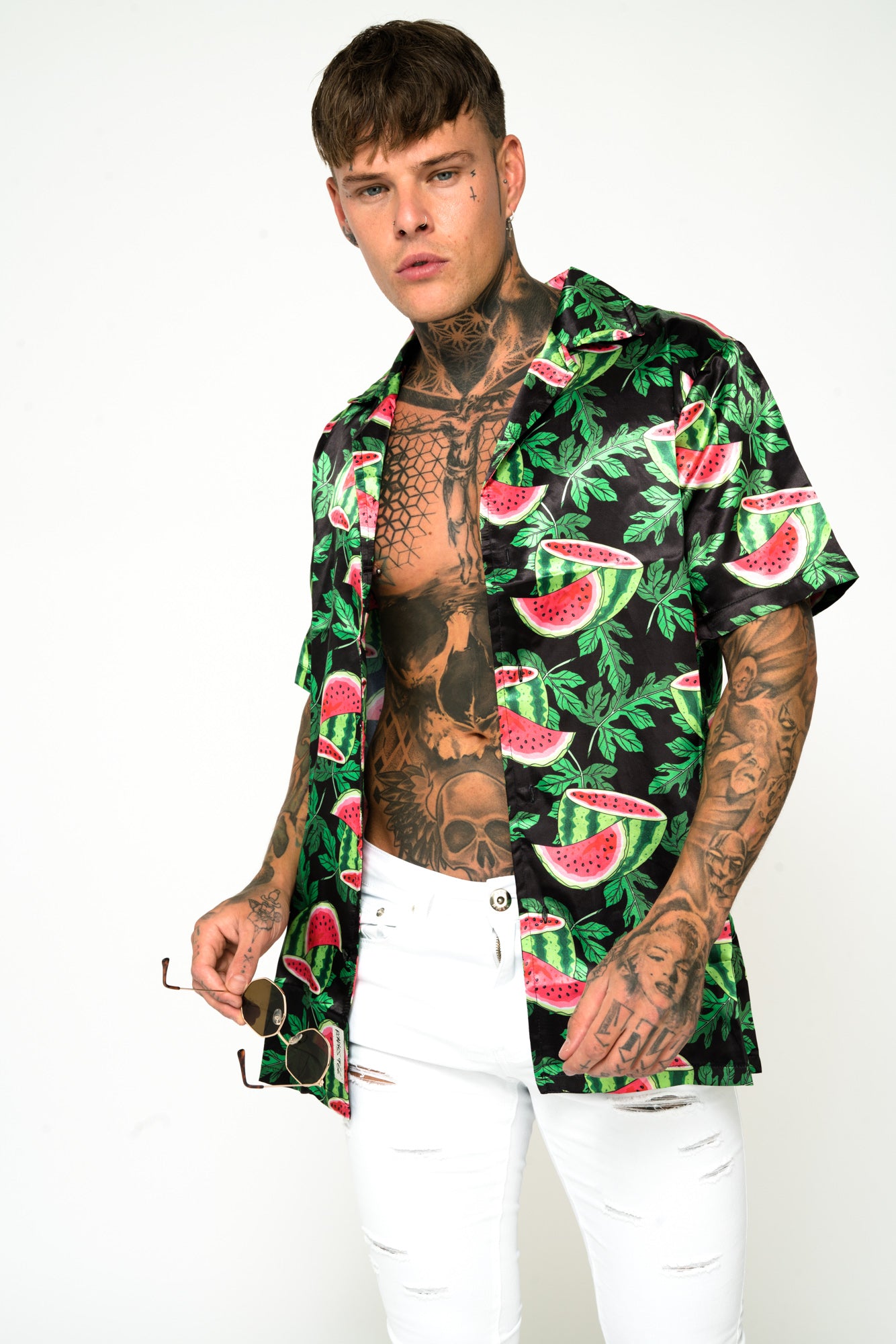 Roadies of 66 - Watermelon Print Revere Collar Shirt