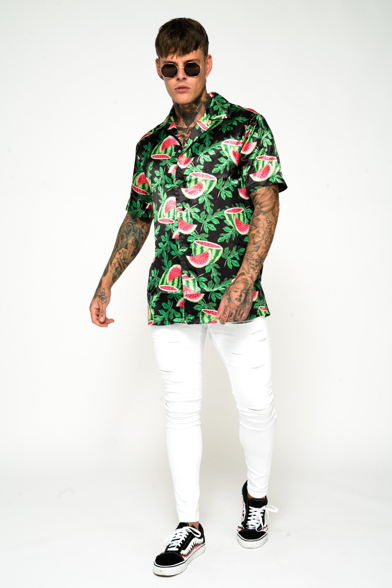 Roadies of 66 - Watermelon Print Revere Collar Shirt