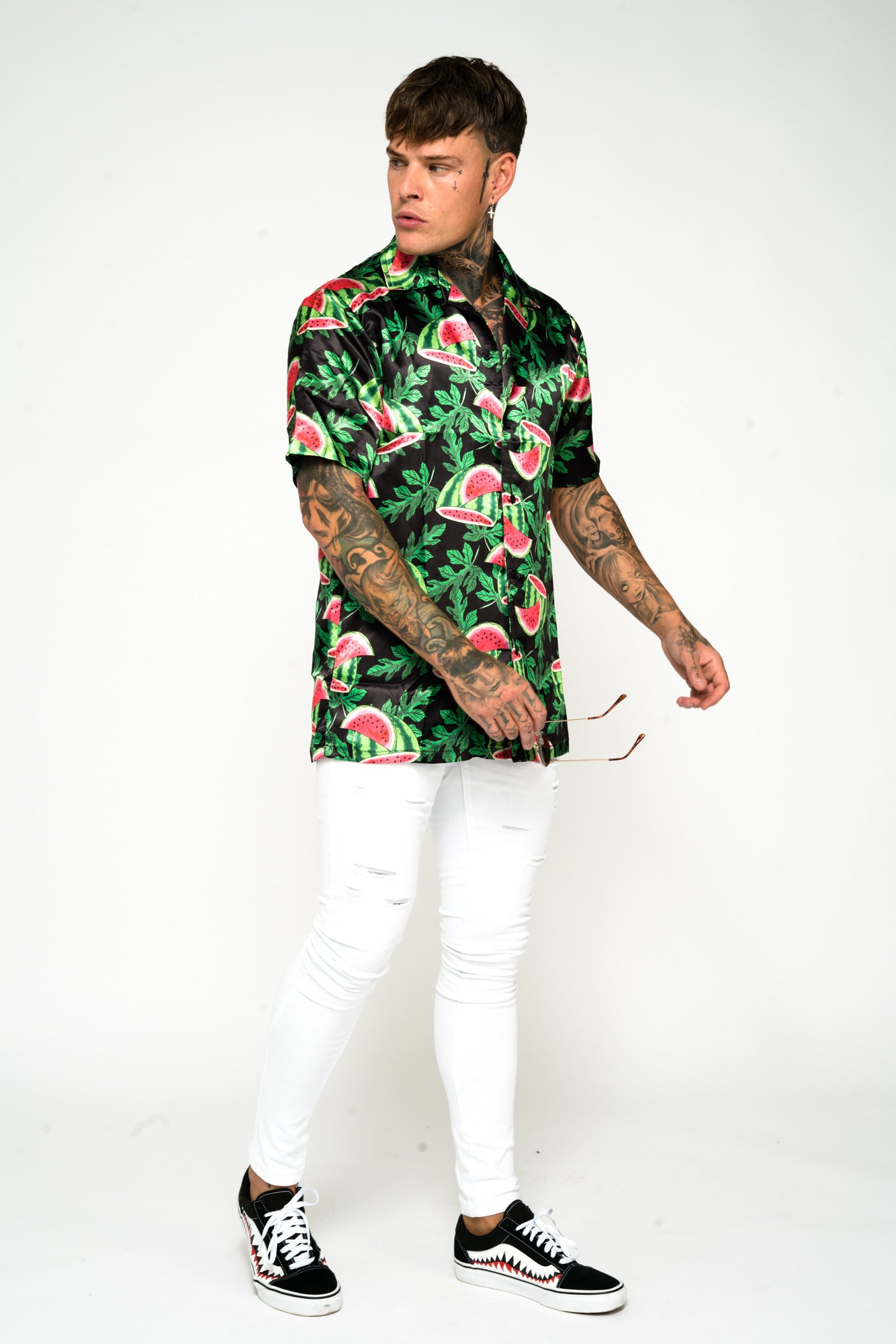 Roadies of 66 - Watermelon Print Revere Collar Shirt