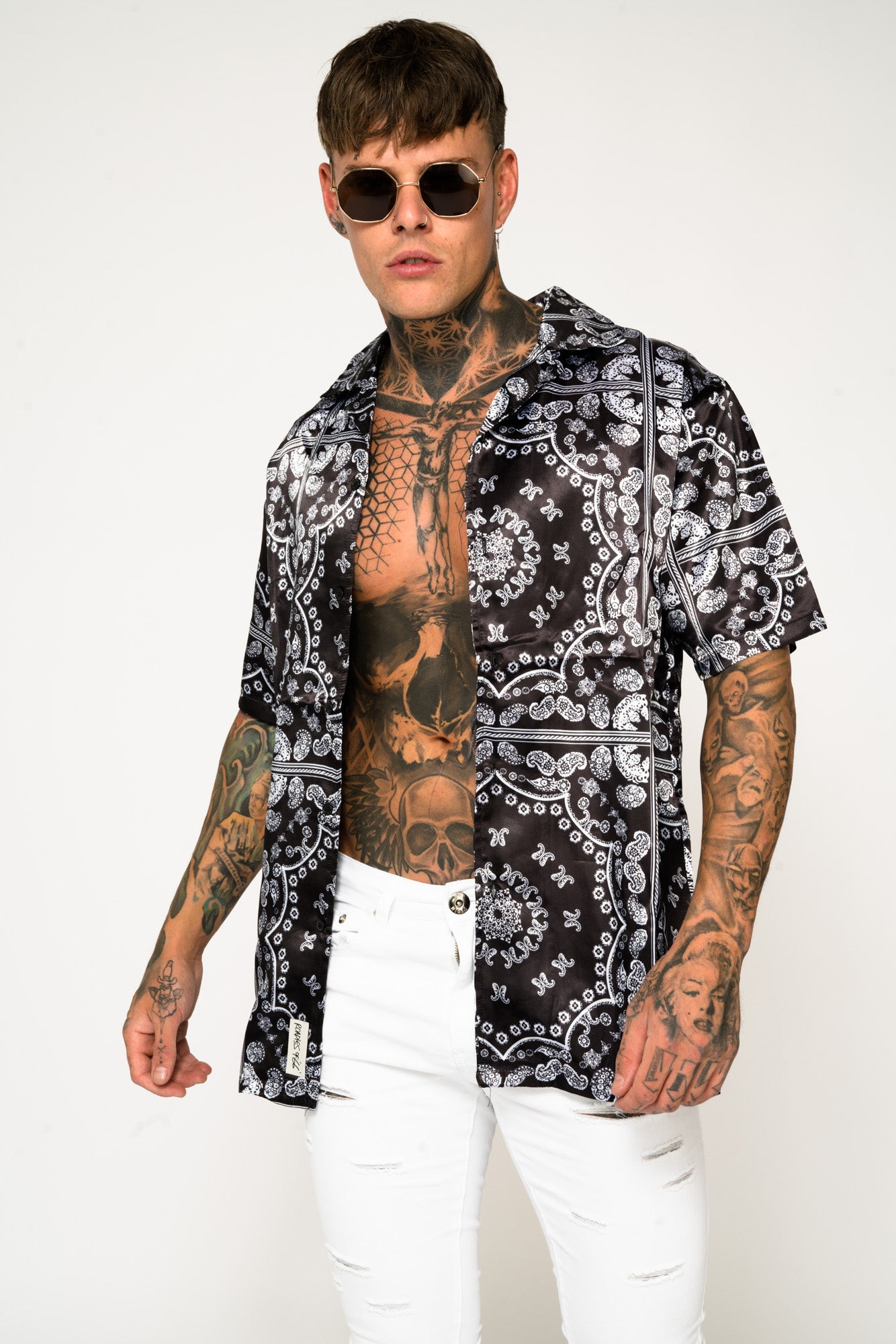 Roadies of 66 - Bandana Print Revere Collar Shirt