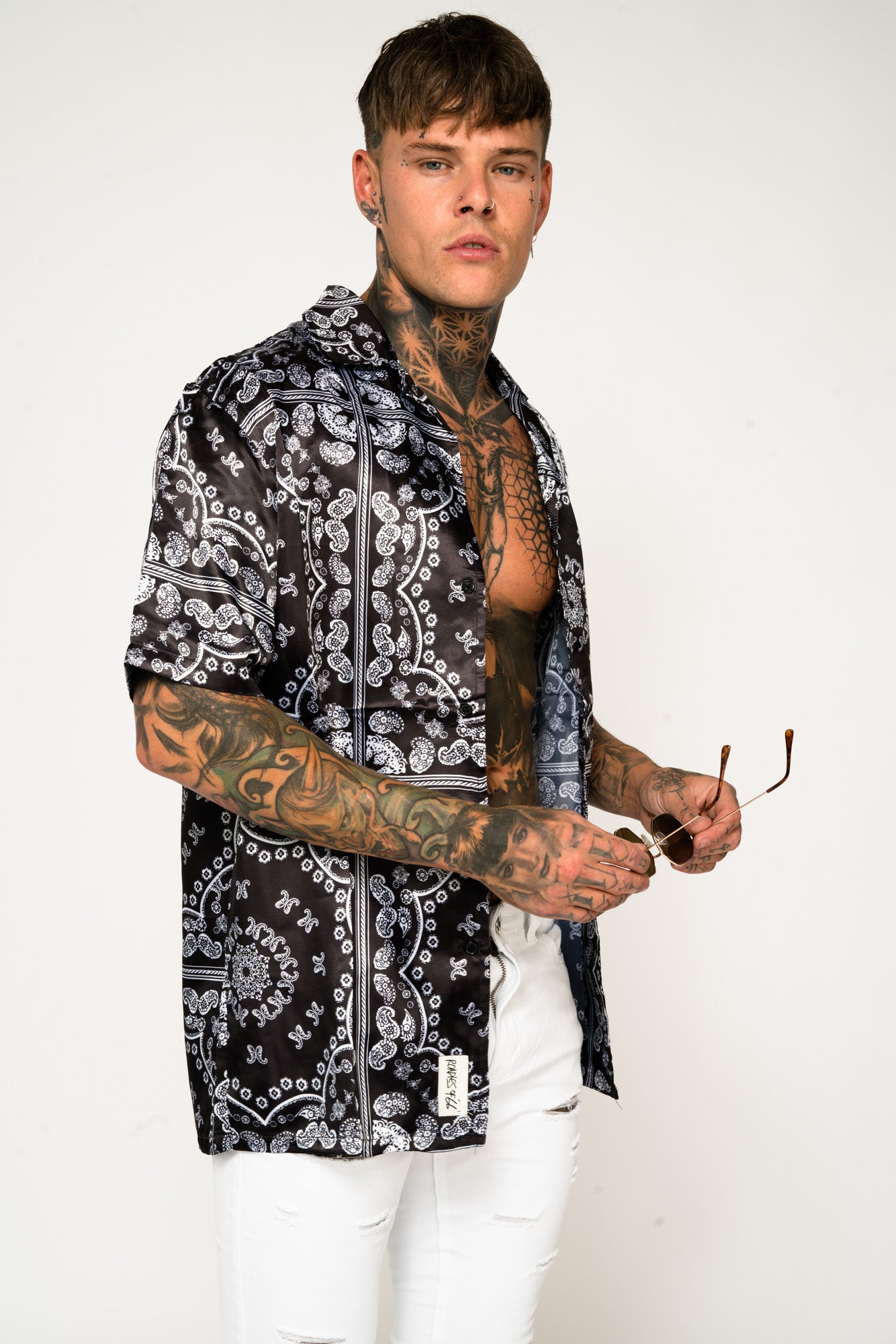 Roadies of 66 - Bandana Print Revere Collar Shirt