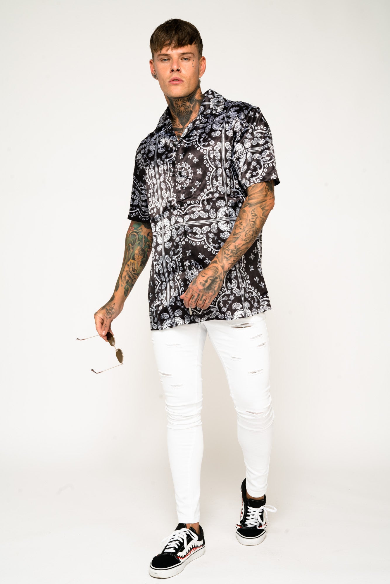 Roadies of 66 - Bandana Print Revere Collar Shirt