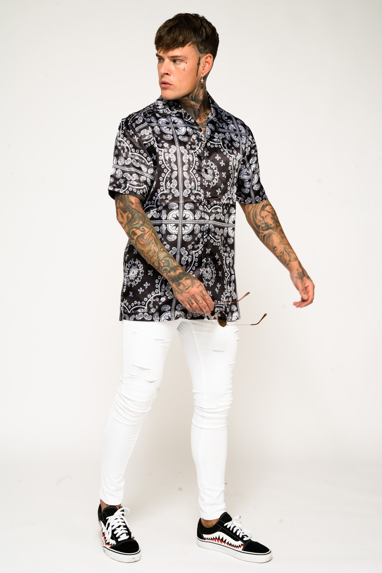 Roadies of 66 - Bandana Print Revere Collar Shirt