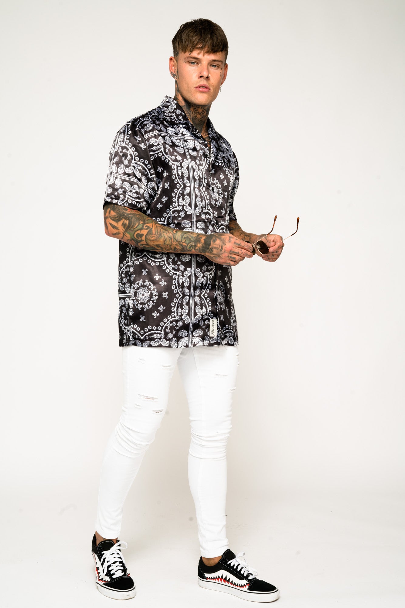 Roadies of 66 - Bandana Print Revere Collar Shirt