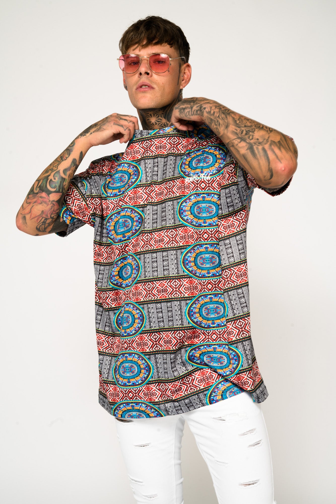 Roadies of 66 - Oversized Aztec Print T - Shirt