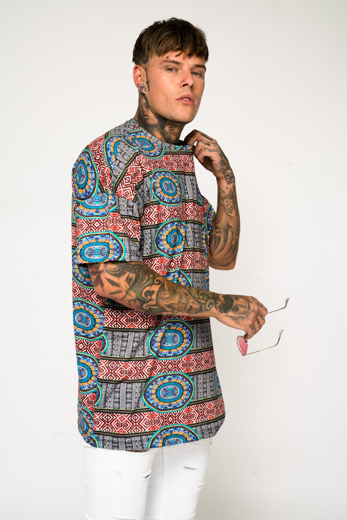 Roadies of 66 - Oversized Aztec Print T - Shirt