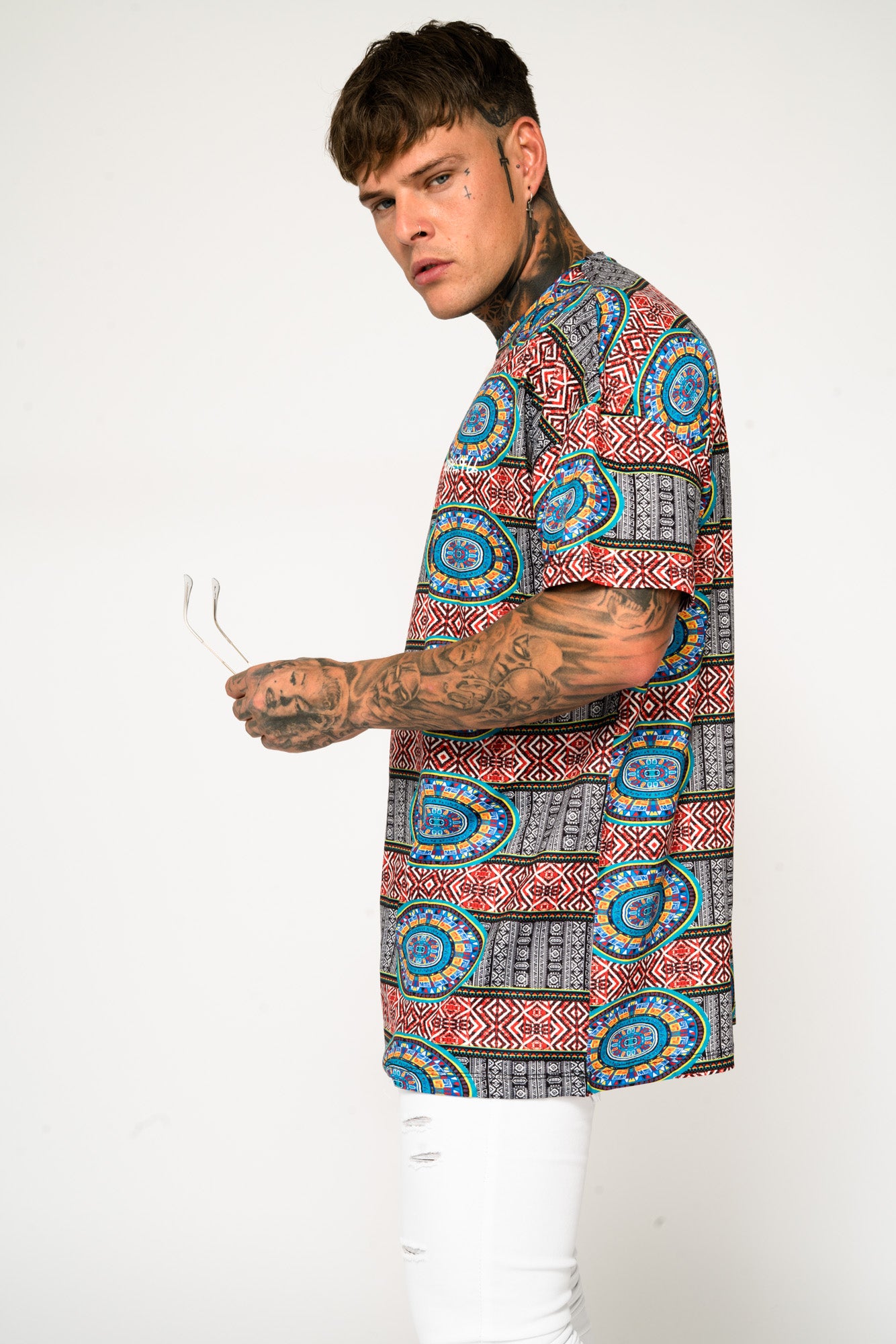 Roadies of 66 - Oversized Aztec Print T - Shirt