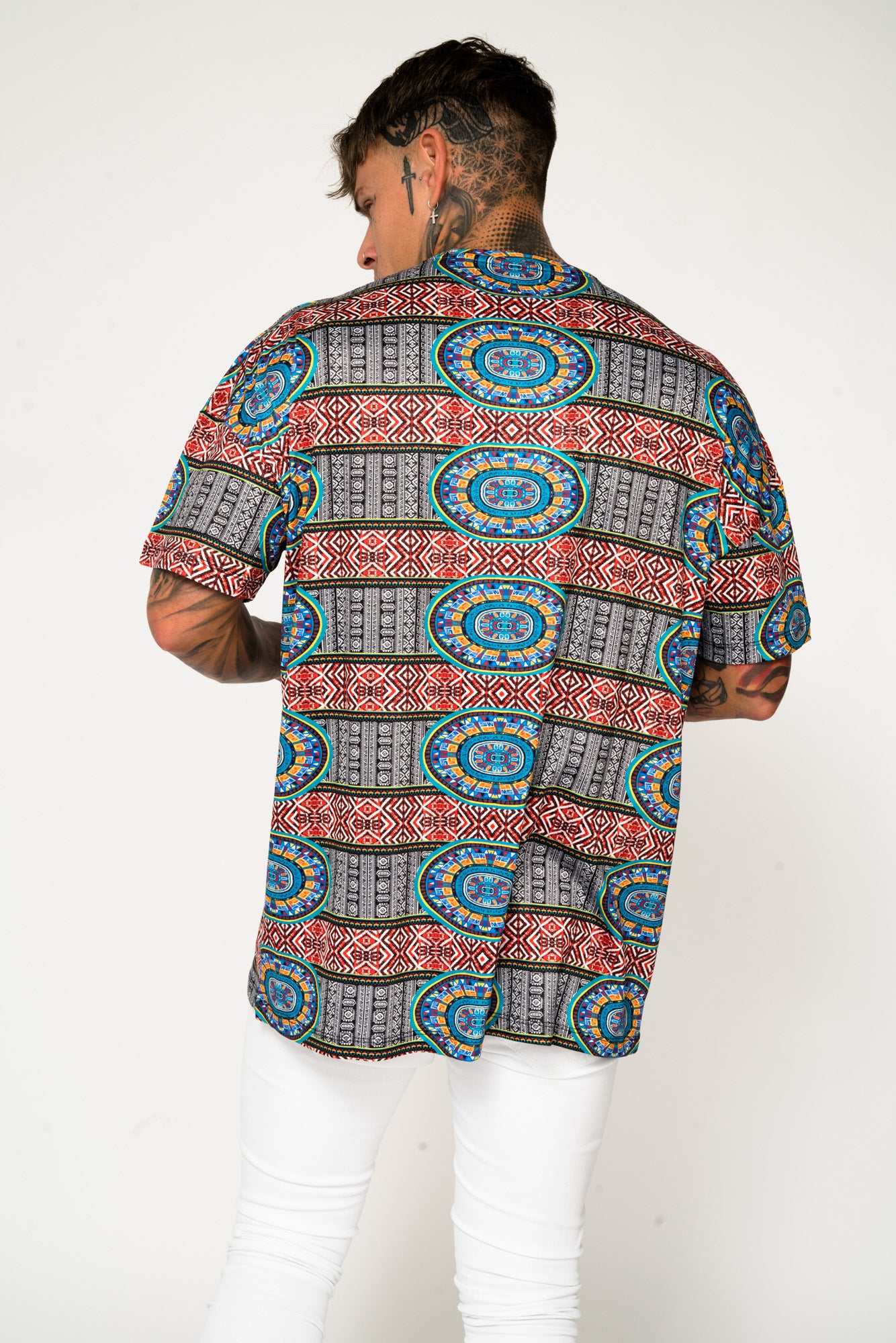 Roadies of 66 - Oversized Aztec Print T - Shirt