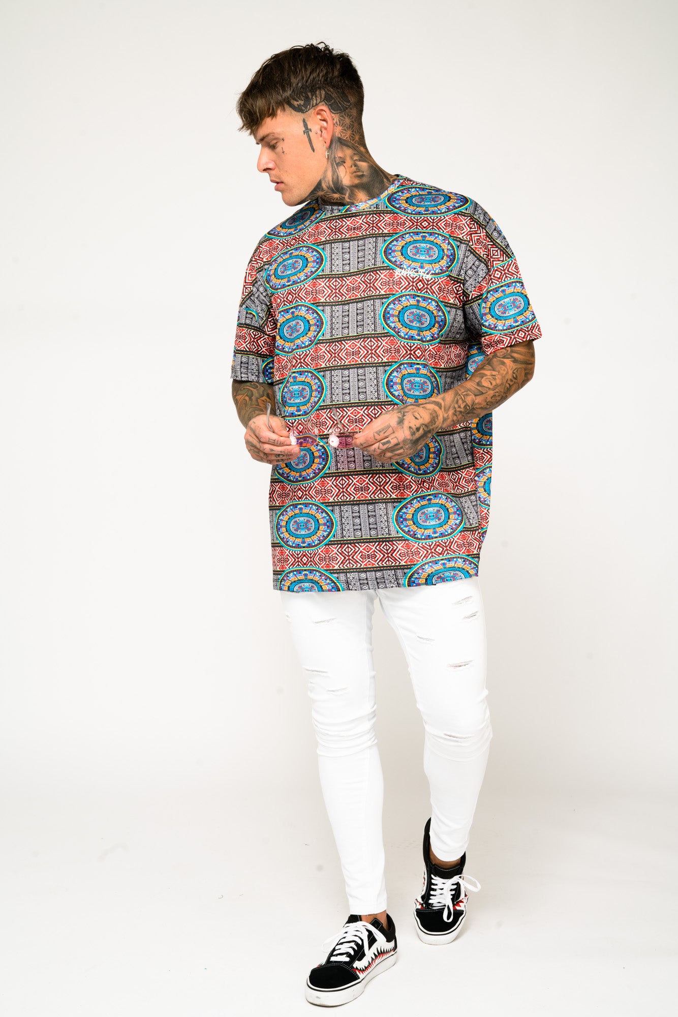 Roadies of 66 - Oversized Aztec Print T - Shirt